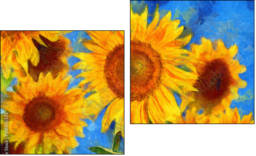 Sunflowers.Van Gogh style imitation. Digital painting. - Two-piece canvas print, Diptych