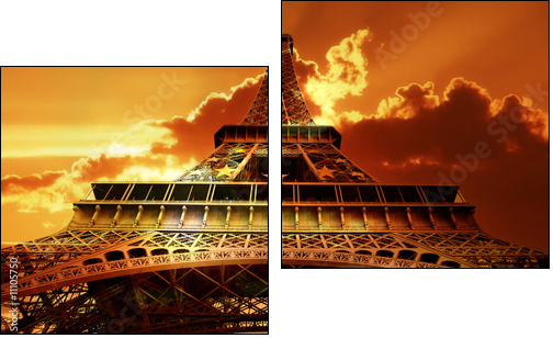 Eiffel tower on sunset - Two-piece canvas print, Diptych