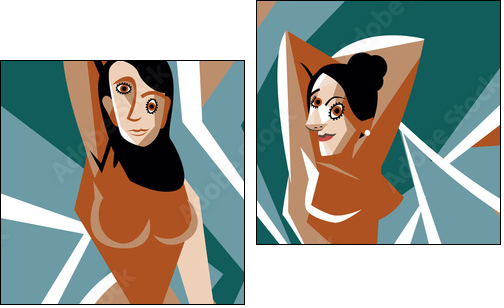 cubist women painting - Two-piece canvas print, Diptych