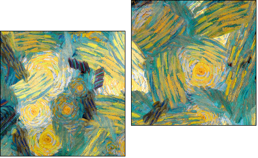 Varicoloured texture from oil paints - Two-piece canvas print, Diptych