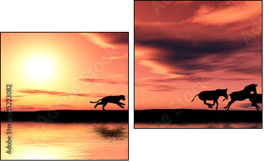 Hunting cougar. - Two-piece canvas print, Diptych