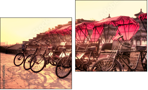 Xi'an / China  - Town wall with bicycles - Two-piece canvas print, Diptych
