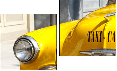 Vintage Yellow Cab - Two-piece canvas print, Diptych