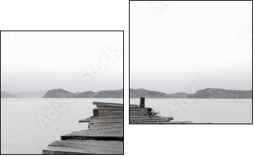Jetty into a Mountain Lake - Two-piece canvas print, Diptych