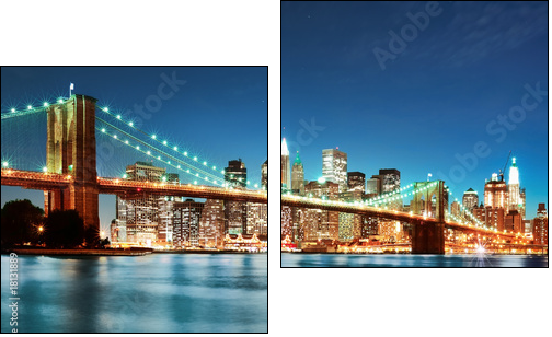 Brooklyn bridge at night - Two-piece canvas print, Diptych