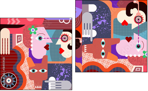 Group of people - Two-piece canvas print, Diptych