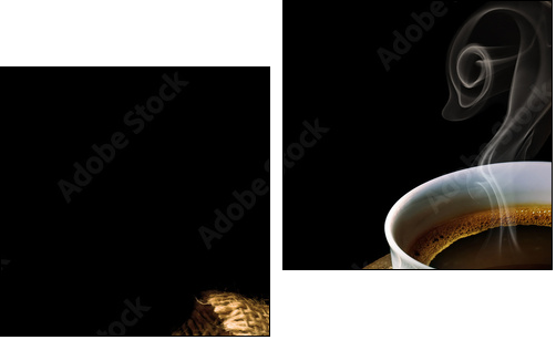 Coffee isolated on black - Two-piece canvas print, Diptych
