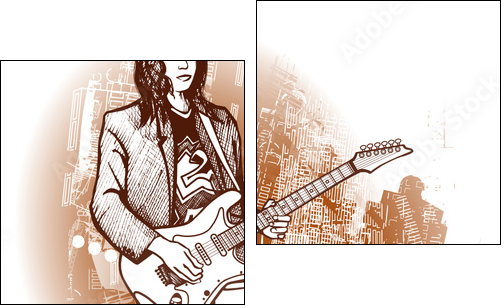 guitarist on grunge background - Two-piece canvas print, Diptych