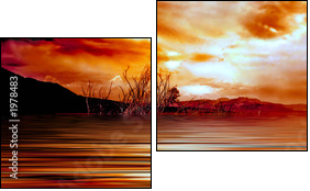 sunrise mono lake - Two-piece canvas print, Diptych