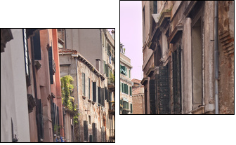 Small Side Canal Reflection Venice Italy - Two-piece canvas print, Diptych
