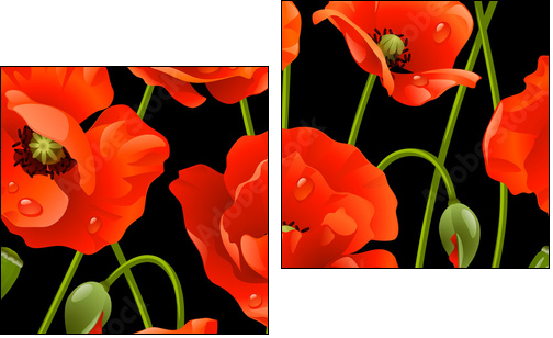 Seamless background: poppy - Two-piece canvas print, Diptych