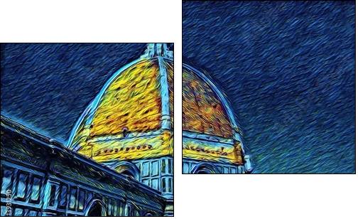 Florence Cathedral in Tuscany, Italy. Italian architecture. Big size oil painting fine art. Van Gogh style impressionism drawing artwork. Creative artistic print for canvas or poster. - Two-piece canvas print, Diptych