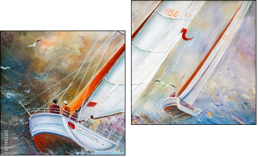 Sea regatta - Two-piece canvas print, Diptych