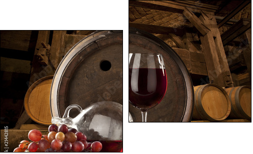 the still life with glass of red wine - Two-piece canvas print, Diptych