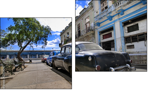 Havana Street with Oldtimer - Two-piece canvas print, Diptych