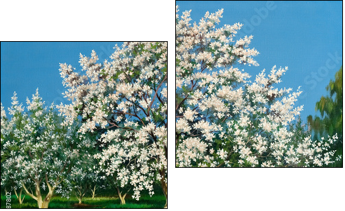 Blossoming spring garden - Two-piece canvas print, Diptych