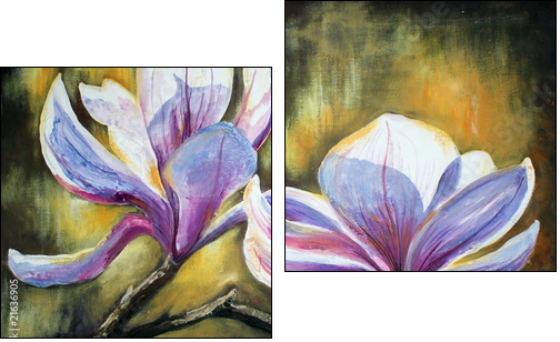 Magnolia flowers.My own artwork. - Two-piece canvas print, Diptych