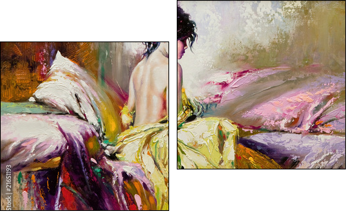 Portrait of the nude girl - Two-piece canvas print, Diptych