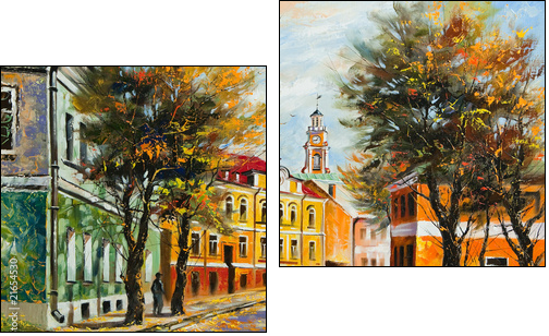 Ancient Vitebsk in the autumn - Two-piece canvas print, Diptych