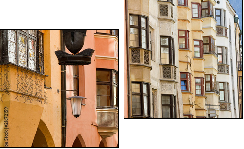 Row of old colorful buildings - Two-piece canvas print, Diptych