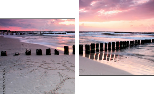 Calmness.Beautiful sunset with symbol of love. - Two-piece canvas print, Diptych