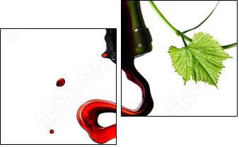 Pouring red wine in glass with rod isolated on white - Two-piece canvas print, Diptych