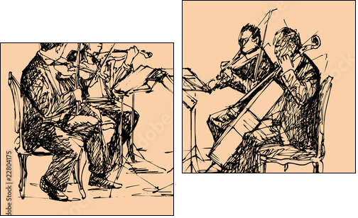 musician quartet - Two-piece canvas print, Diptych