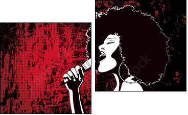 jazz singer on grunge background - Two-piece canvas print, Diptych