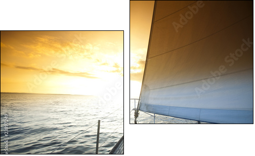Sailing and sunset sky - Two-piece canvas print, Diptych