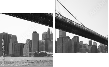New York City Brooklyn bridge black & white - Two-piece canvas print, Diptych