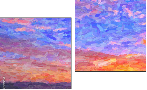 IMPRESSIONISM sunset in the mountains - Two-piece canvas print, Diptych