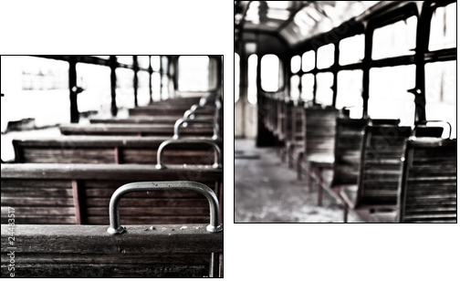 chairs in vintage train - Two-piece canvas print, Diptych
