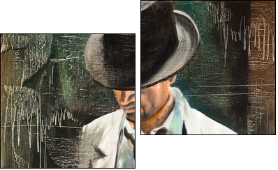 Portrait of the man with a cigarette - Two-piece canvas print, Diptych
