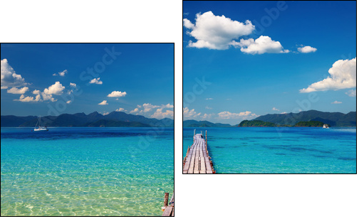 Wooden pier in tropical paradise - Two-piece canvas print, Diptych