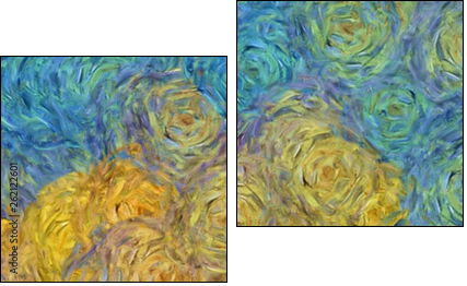 Abstract texture background. Digital painting in Vincent Van Gogh style artwork. Hand drawn artistic pattern. Modern art. Good for printed pictures, postcards, posters or wallpapers and textile print. - Two-piece canvas print, Diptych