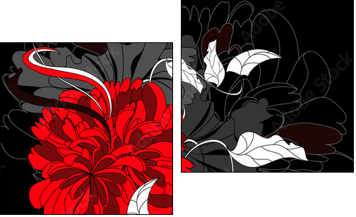 Background with red flower - Two-piece canvas print, Diptych