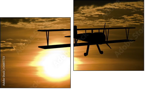 Airplane and sunset - Two-piece canvas print, Diptych