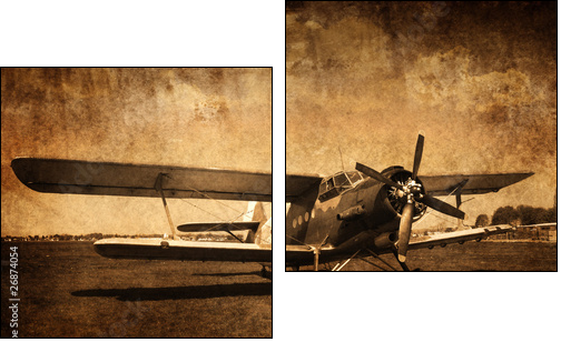 stary samolot - dwupÅatowiec - Two-piece canvas print, Diptych