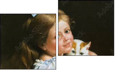 Portrait of the girl with a cat - Two-piece canvas print, Diptych