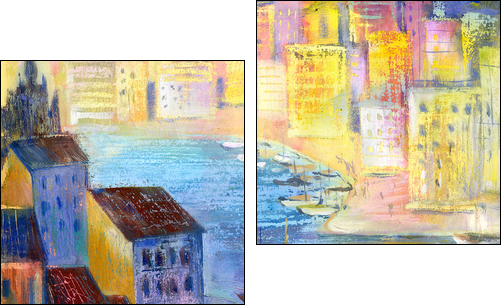City landscape - Two-piece canvas print, Diptych