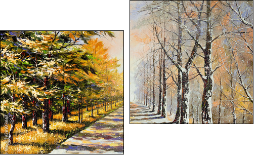 Allegory on theme winter-autumn - Two-piece canvas print, Diptych