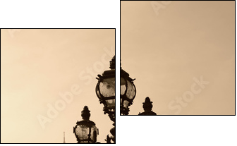 Vintage lamppost on the bridge of Alexandre III (Paris, France). - Two-piece canvas print, Diptych
