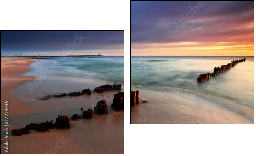 Beautiful sunrise on the beach - Two-piece canvas print, Diptych