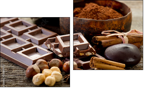 chocolate with ingredients-cioccolato e ingredienti - Two-piece canvas print, Diptych