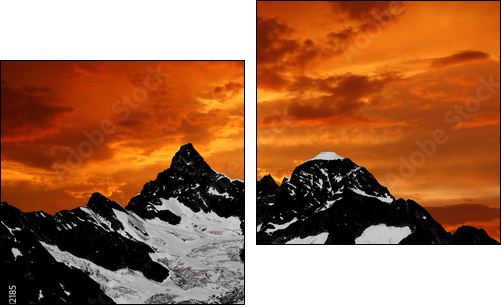 sunset on the Ober Gabelhorn - Two-piece canvas print, Diptych