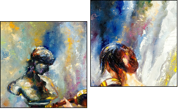 The girl playing a violin - Two-piece canvas print, Diptych
