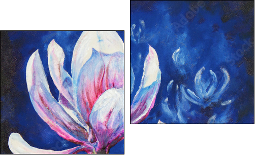 Magnolia acrylic painted - Two-piece canvas print, Diptych