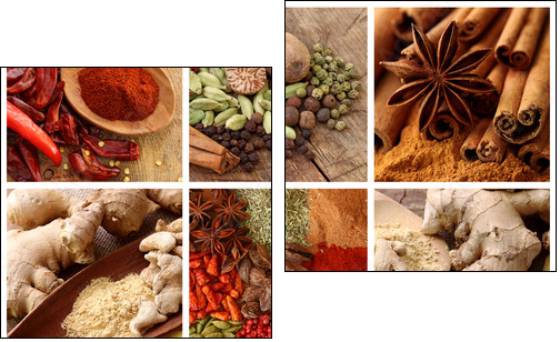 Spices collage - Two-piece canvas print, Diptych