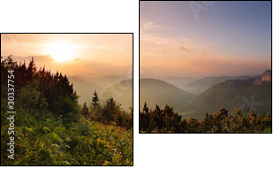 Roszutec peak in sunset - Slovakia mountain Fatra - Two-piece canvas print, Diptych