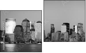 Manhattan Financial District from Jersey city - Two-piece canvas print, Diptych